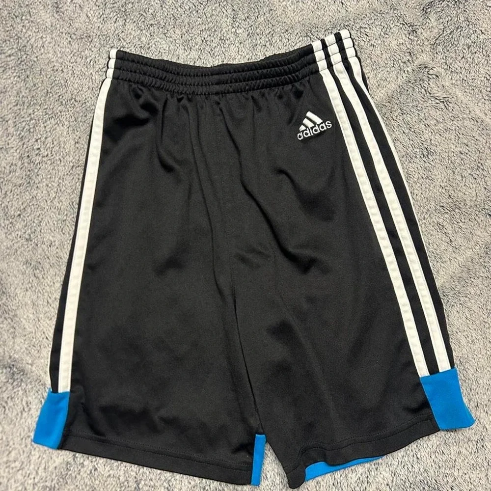 Adidas Black 3-Stripes Athletic Shorts Kids Size 7